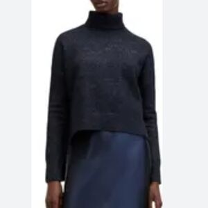 AllSaints Wool Blend, Blue Sparkle Turtleneck, High Low Hem, Women's Size Small‎